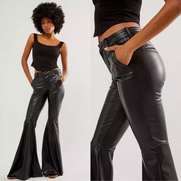 MOTHER The Super Cha Cha Prep Hell Faux Leather Flare Pants 24 - Picture 1 of 15